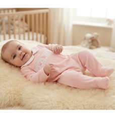 BW-13-432: Baby Girls Elephant Smocked Velour All In One (NB-6 Months)